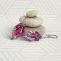 Boucles Feuilles Origami fuchsia avec fleurs blanches et vertes - 23,00 €