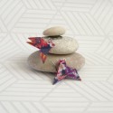 Boucles Oiseaux Origami outremer avec fleurs et éventails - 23,00 €