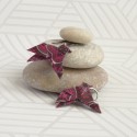 Boucles Oiseaux Origami violet foncé avec motifs floraux roses - 23,00 €