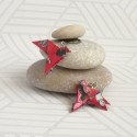 Boucles Oiseaux Origami rouge avec chats noirs - 23,00 €