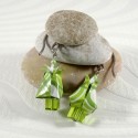 Boucles d’Oreilles Tulipes Origami motif géométrique vert - 30,00 €